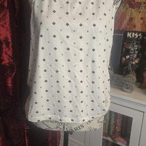 Charlotte Russe White Tank Top with Black Diamond Pattern